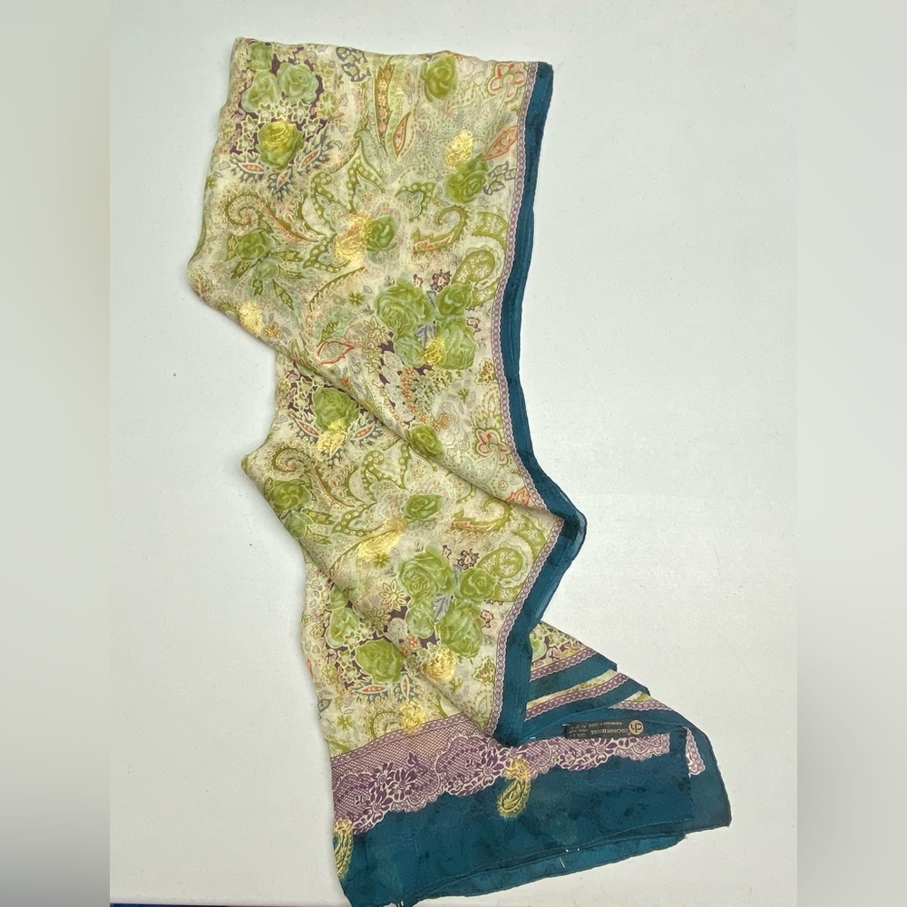 Cocoon House BLU/GRN Long Silk Scarf, *P1057